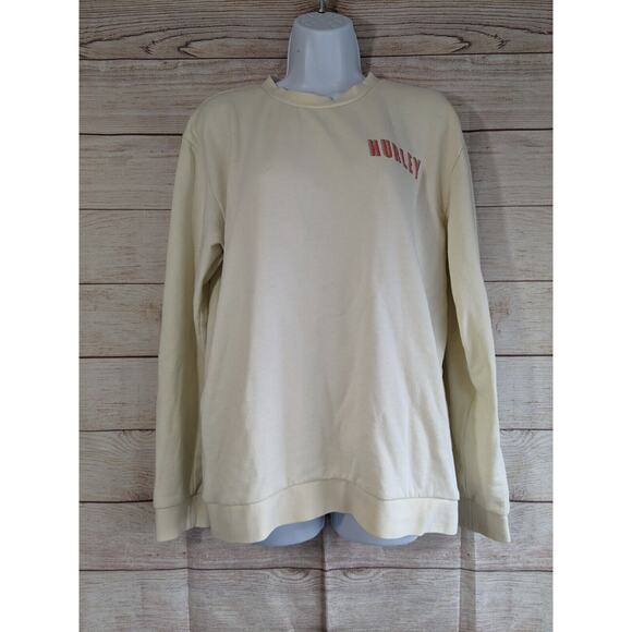 Hurley Sweatshirt Size Small Crewneck Graphic Logo Pull Over Off White Cream - Picture 1 of 8